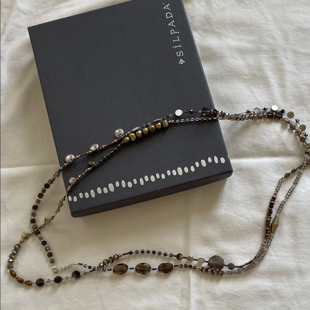 Silpada Brown and Silver Beaded Necklace